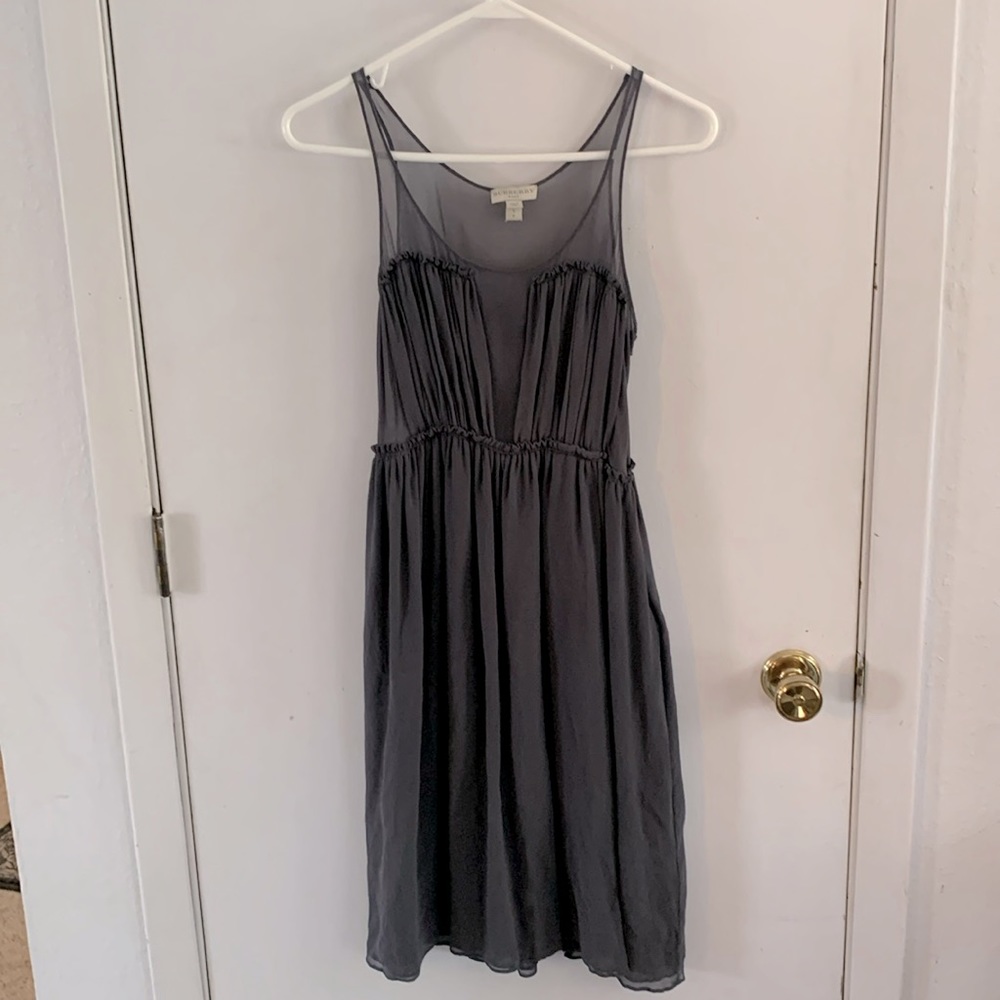 Burberry Body Sample grey silk semi sheer negligee with high slit Size XS